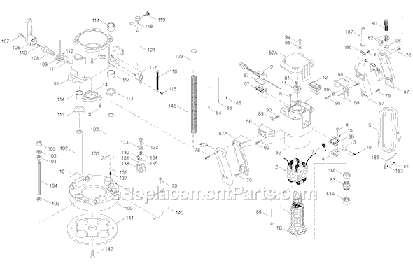 Page A Diagram and Parts List for 7538 Type 2 Porter Cable Router